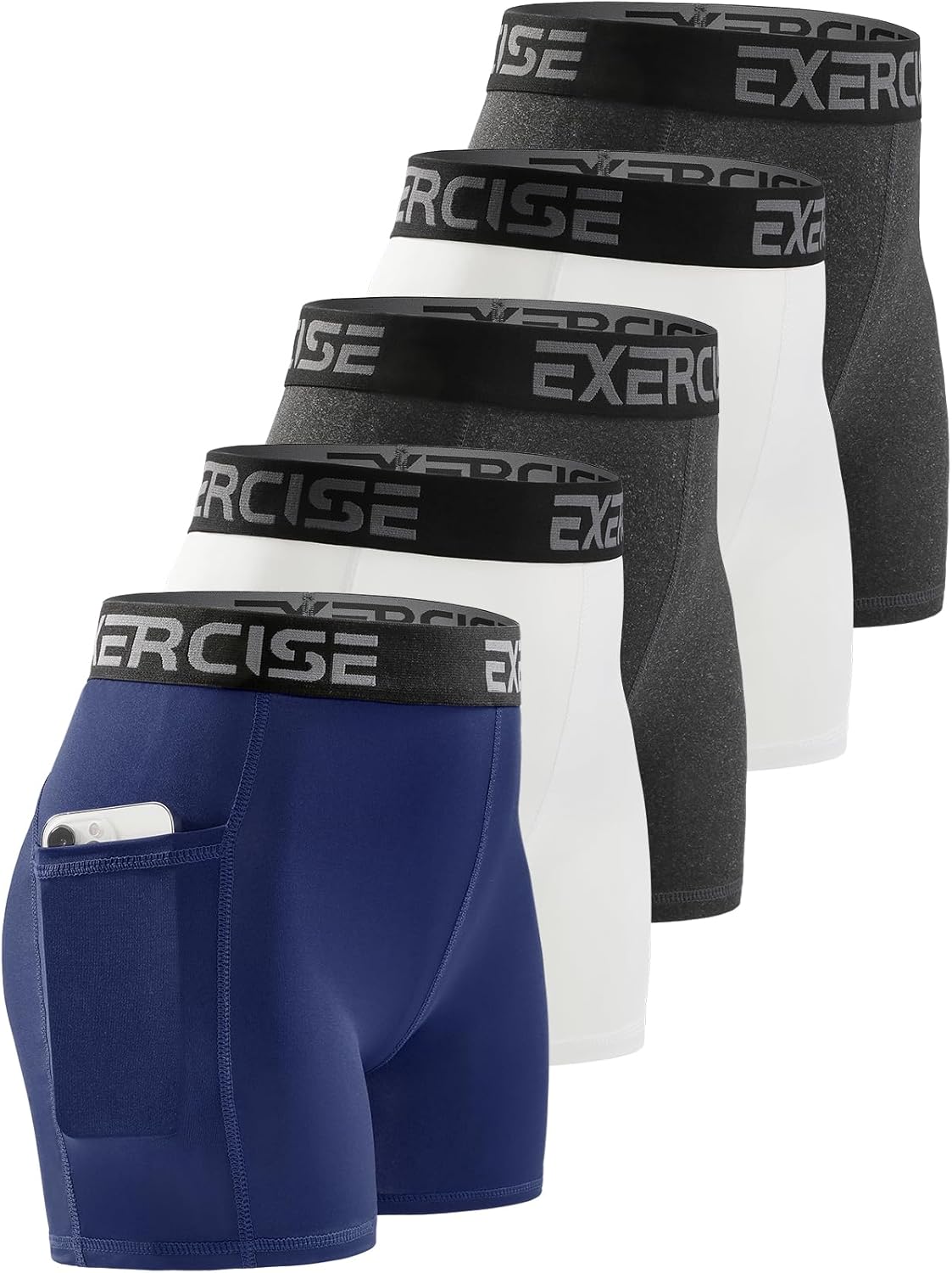 3" Spandex Short Women with Pocket 5 Pack Womens Volleyball Shorts Compression Shorts for Women with Workout