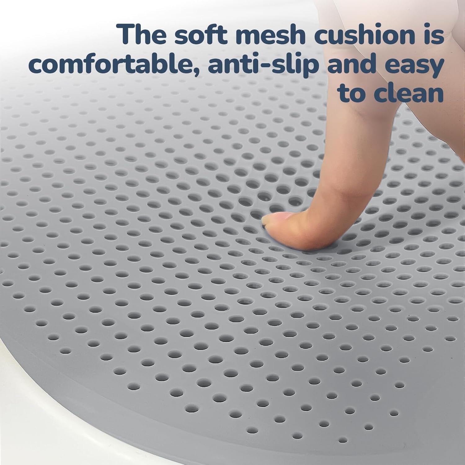 Baby Bath Seat for Babies 6 Months & Up - One-Handed Snap-On Armrest Baby Bath Chair | 4 Suction Cup Non-Slip Baby Bathtub Seat with Storage Bag | Ergonomic Infant Bath Seats for Baby Sitting Up Grey