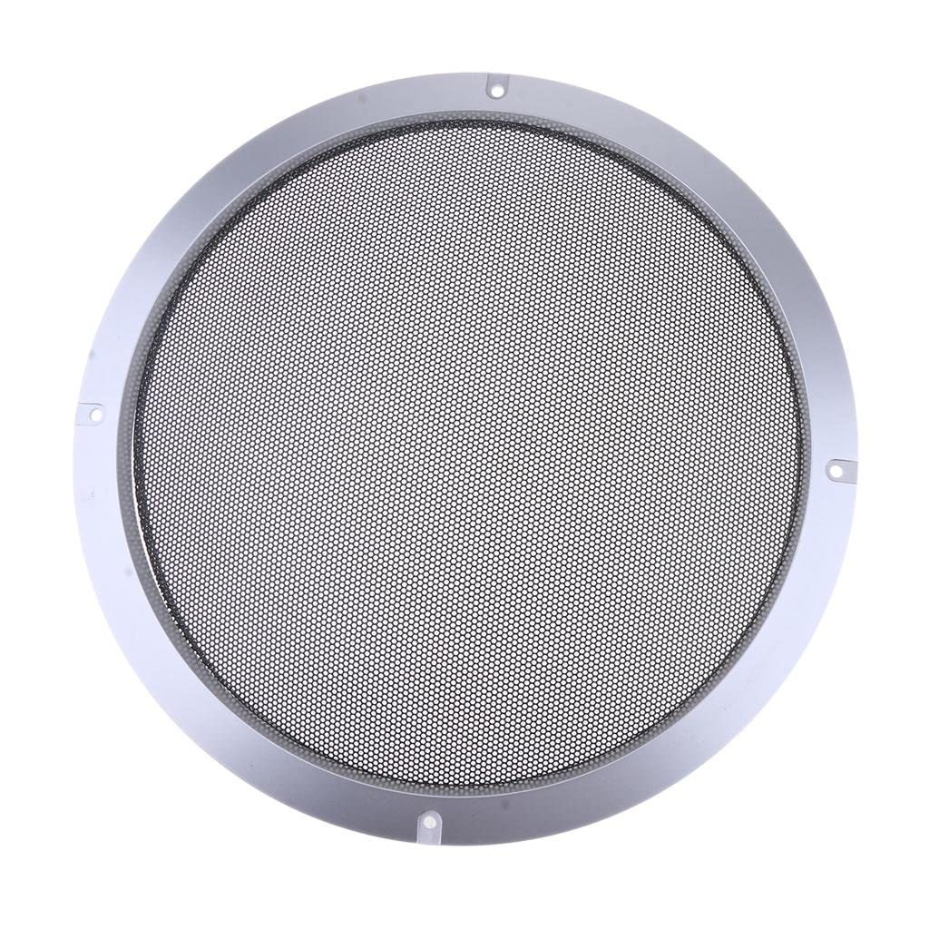 ATORSE® 10 Inch Speaker Grills Cover Case with 4 Pcs Screws for Speaker Mounting Home Audio DIY -275Mm Outer Diameter Silver-picture-11