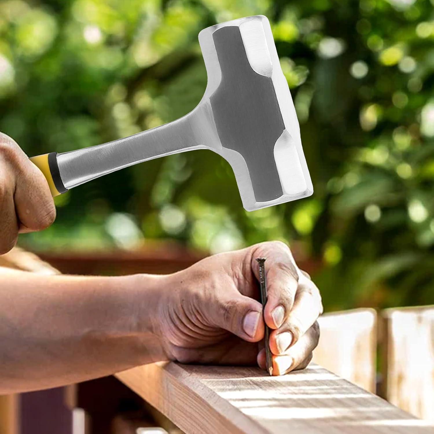 MOUYAT 2 PCS 4 lb Sledge Hammer, 12.6 Inches Club Drilling Hammer with Handle or Gardening, Building Construction, Rock