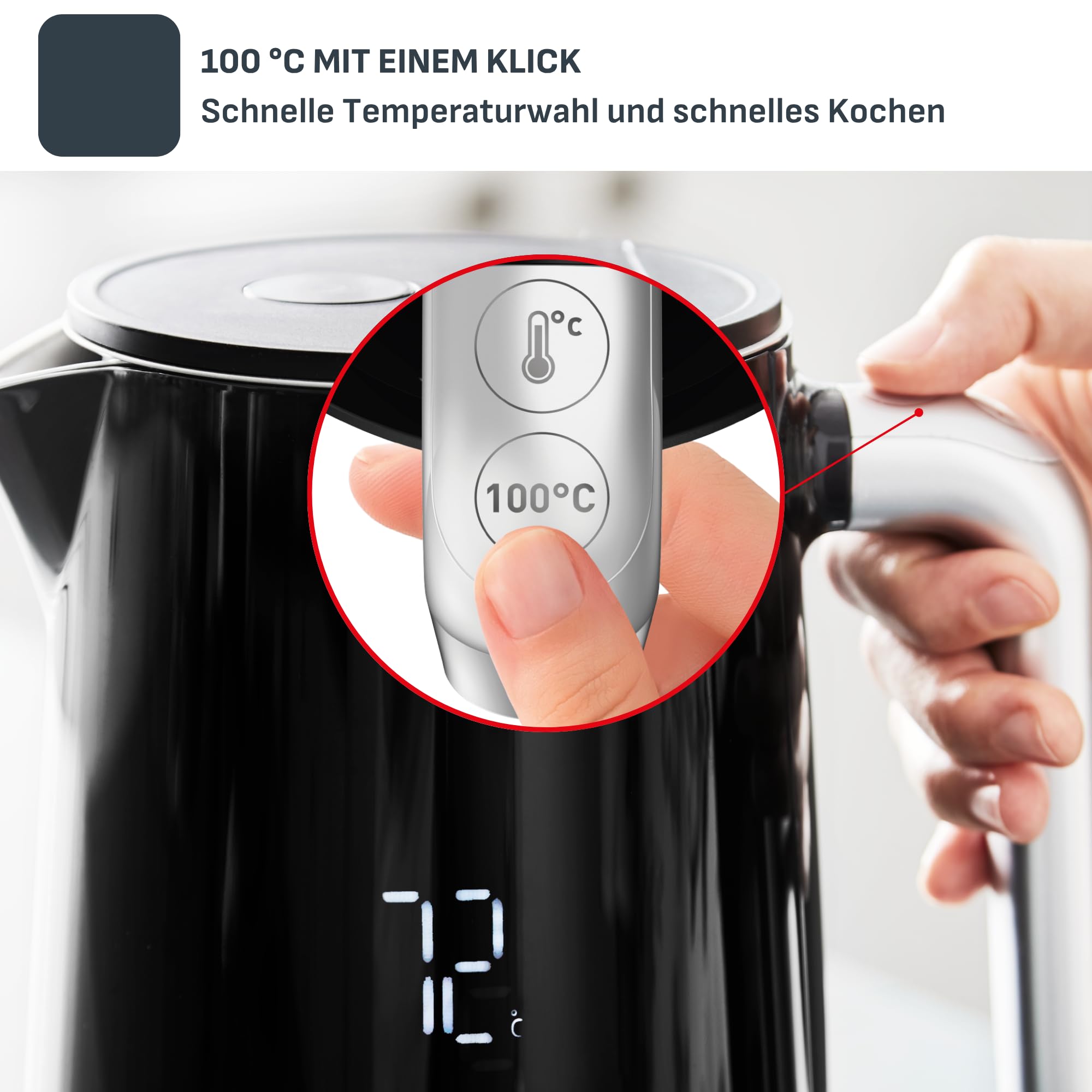 Tefal Smart’n Light Wasserkocher mit Temperaturwahl & Warmhaltefunktion – digitaler Wasserkocher mit LED-Display, schnelles Aufheizen, kabellos, energieeffizient & leicht zu reinigen