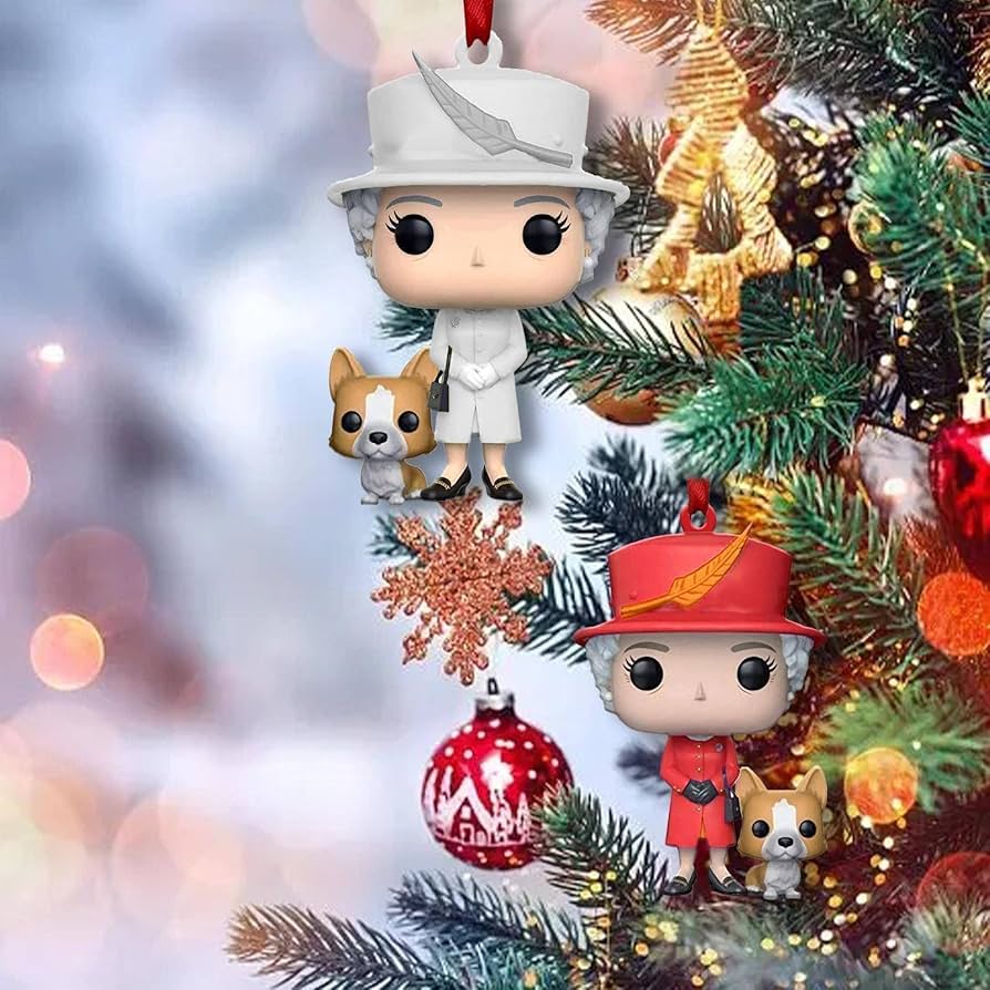Queen elizabeth ii with corgi christmas ornament Clearance