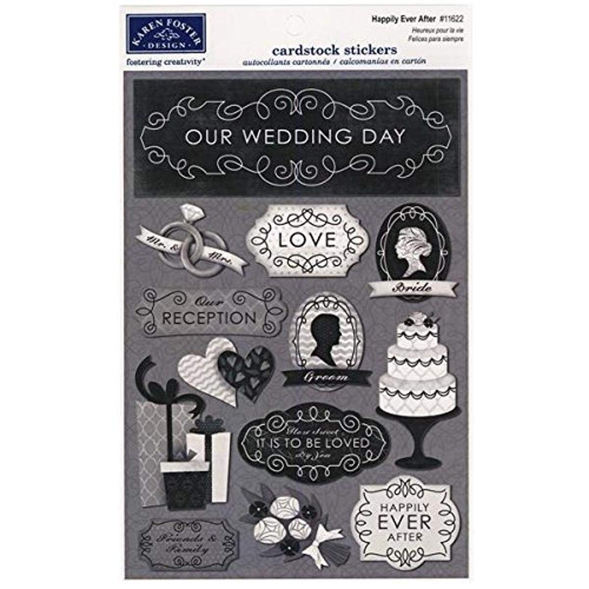 Karen Foster Acid and Lignin Free Scrapbooking Sticker Sheet, Happily Ever After