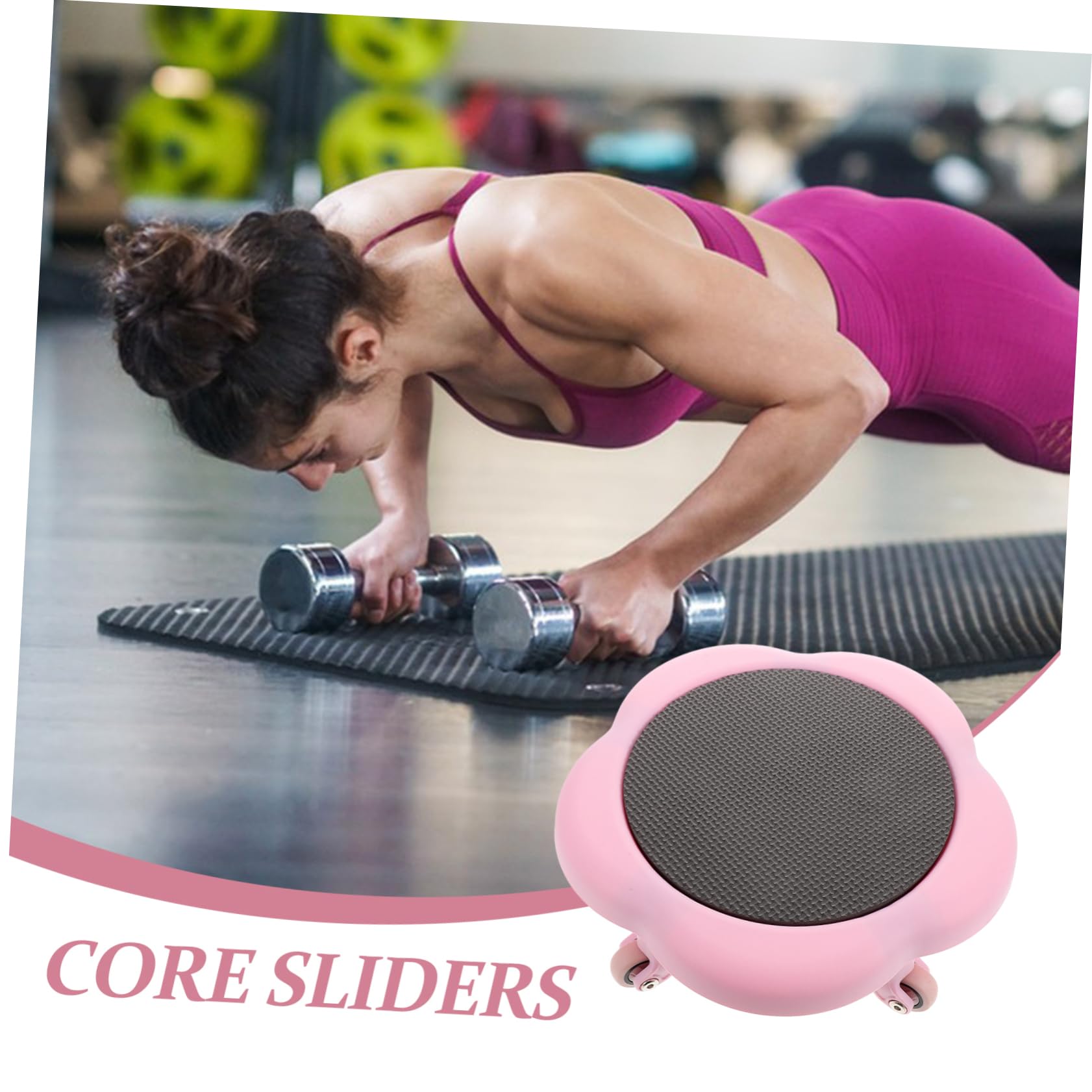 ifundom Discos Deslizantes para Ejercicio Abdominal con Diseño Floral de Cinco Ruedas Estable y Seguro para Entrenamiento Casa Entrenador de Core Portátil Rosa