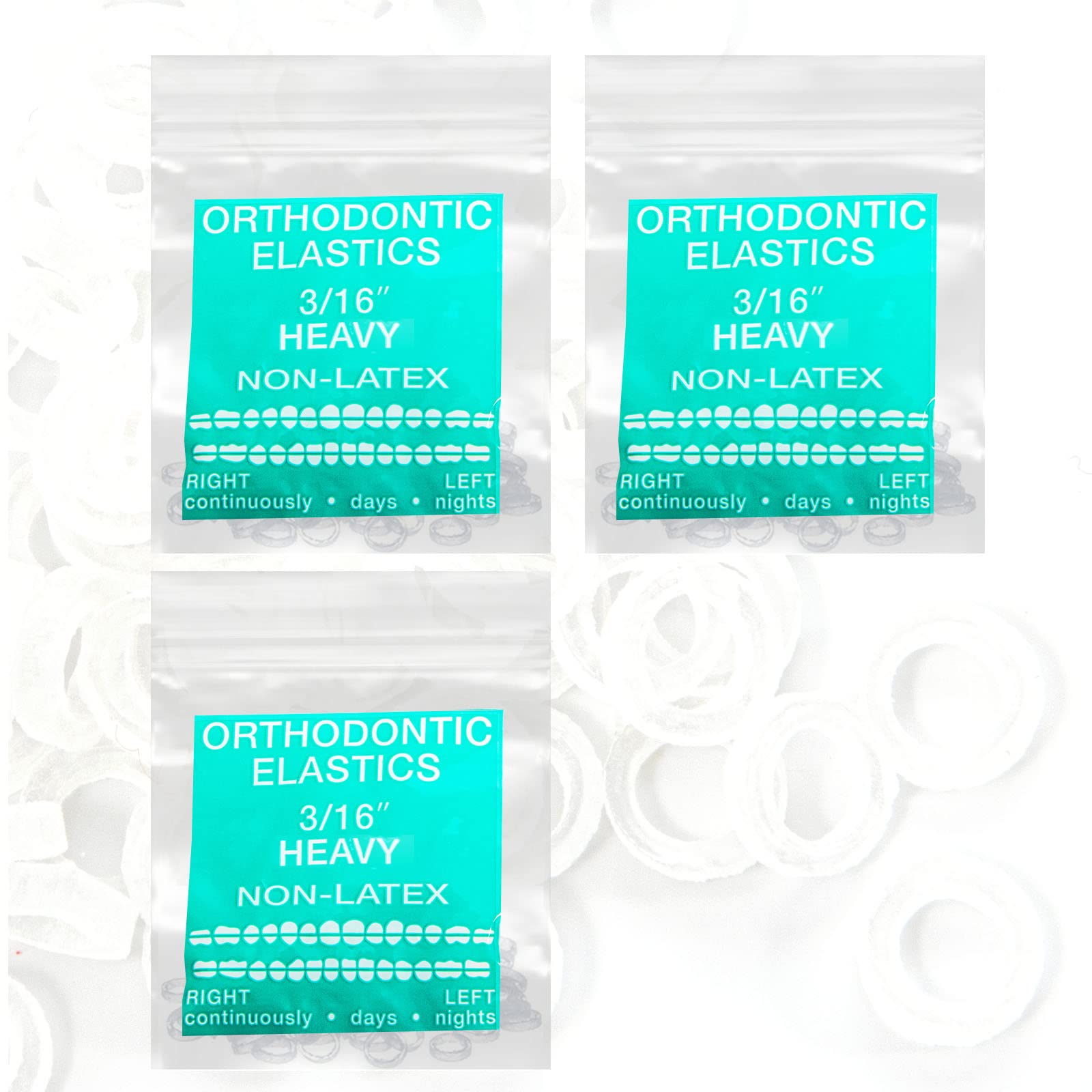 LA MIERE Non Latex 300 pcs 3/16inch heavy Intraoral Elastic Bands Orthodontic Elastics non- Latex Dental Rubber Bands Made in USA (3/16inch 4.7mm,