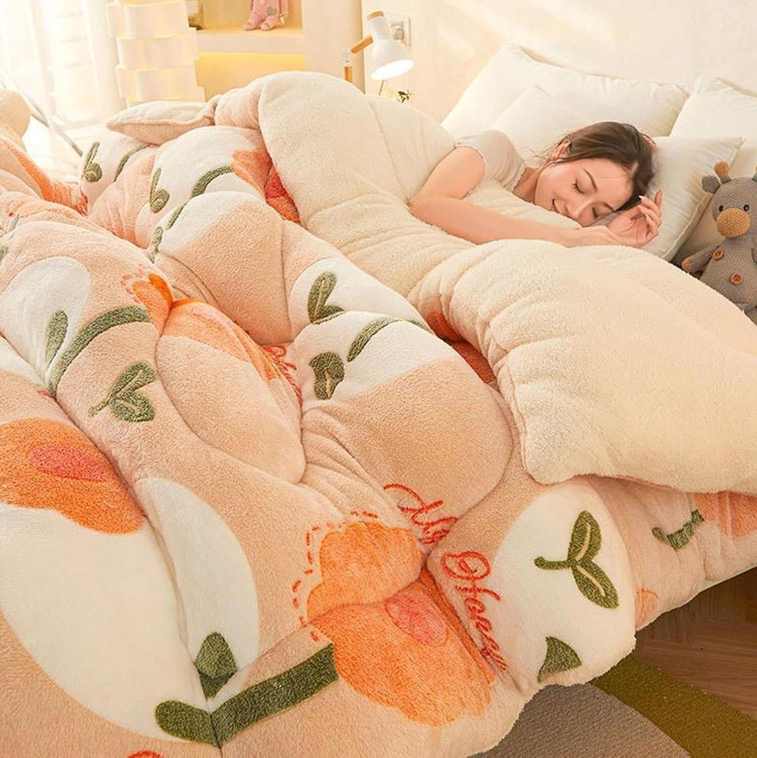 Couette d'hiver en velours d'agneau peluche moelleuse et épaisse