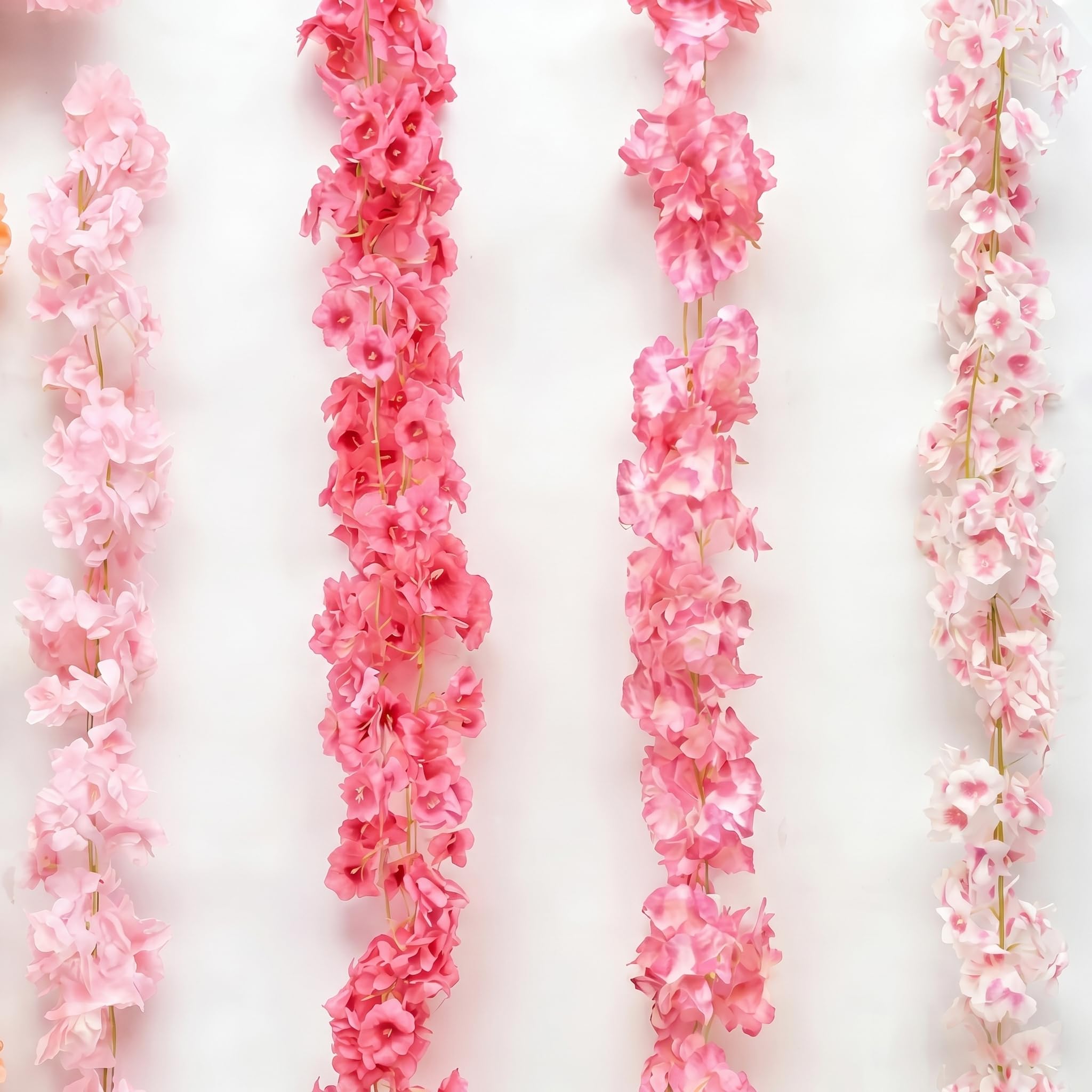 Maslasee 4 PCS Artificial Flowers for Decoration, Cherry Blossom Garland, 180cm Pink Flower Vine for Spring Decorations, Party, Wedding, Home Decoration, Flower Wall & Staircase (pink-02)