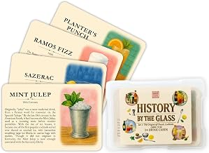 History By The Glass: Classic Cocktail Origins 1806–1919, 20 Illustrated Recipe & Reference Cards, Vintage Art Card Collection, Historic Drink Guide Set, Unique Gift for Home Bar or Collectors