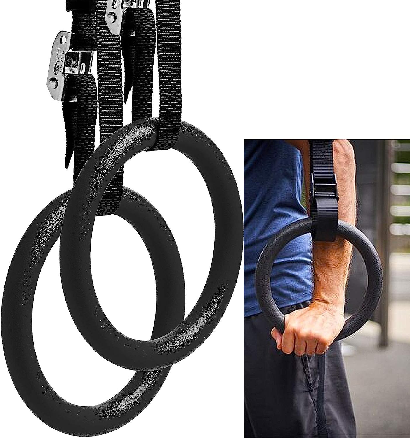 Anelli Da Ginnastica Wyewye Con Cinghie - Anelli Olimpici Regolabili, Carico 290 Kg, Per Allenamento - Foto 4