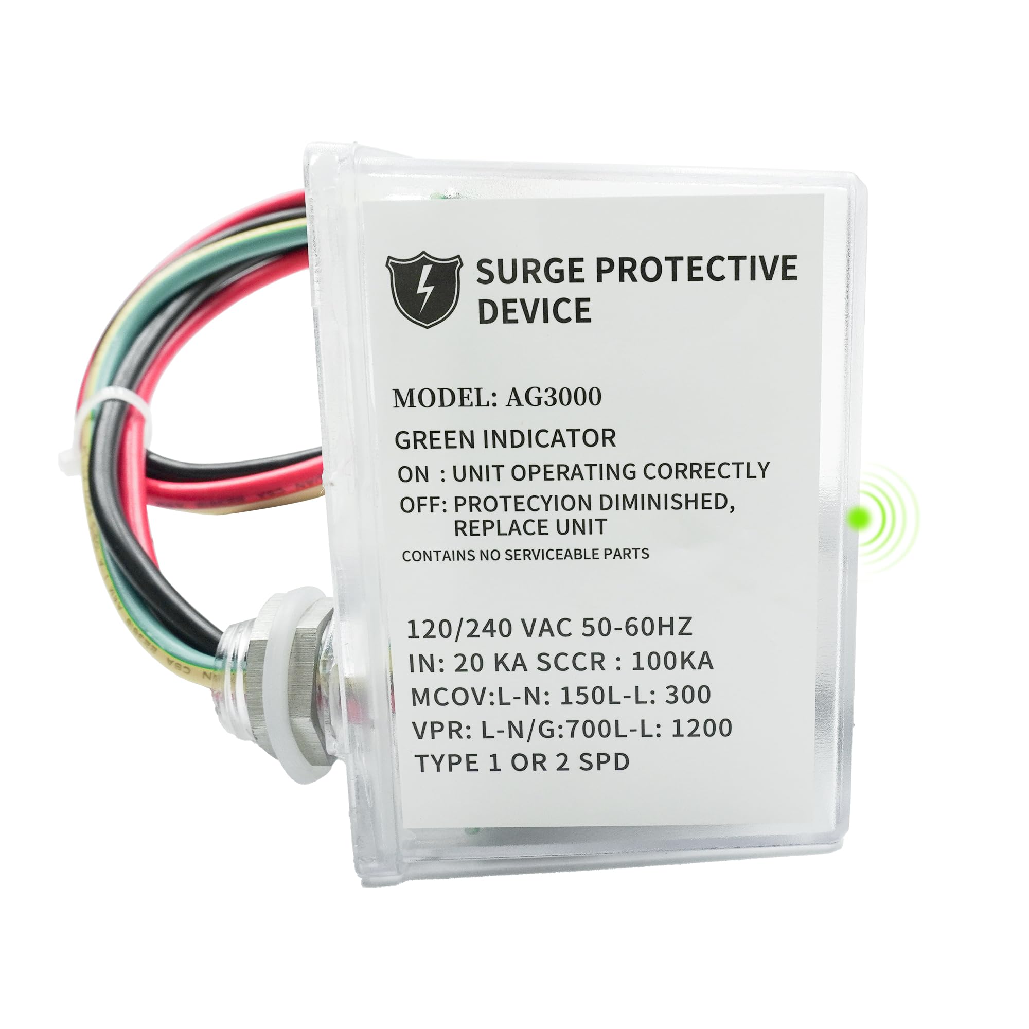 Dispositivo de protección universal contra sobretensiones HVAC de 120/240 VCA, protección completa contra sobretensiones, protector con tecnología TPMOV para AG3000, carcasa impermeable