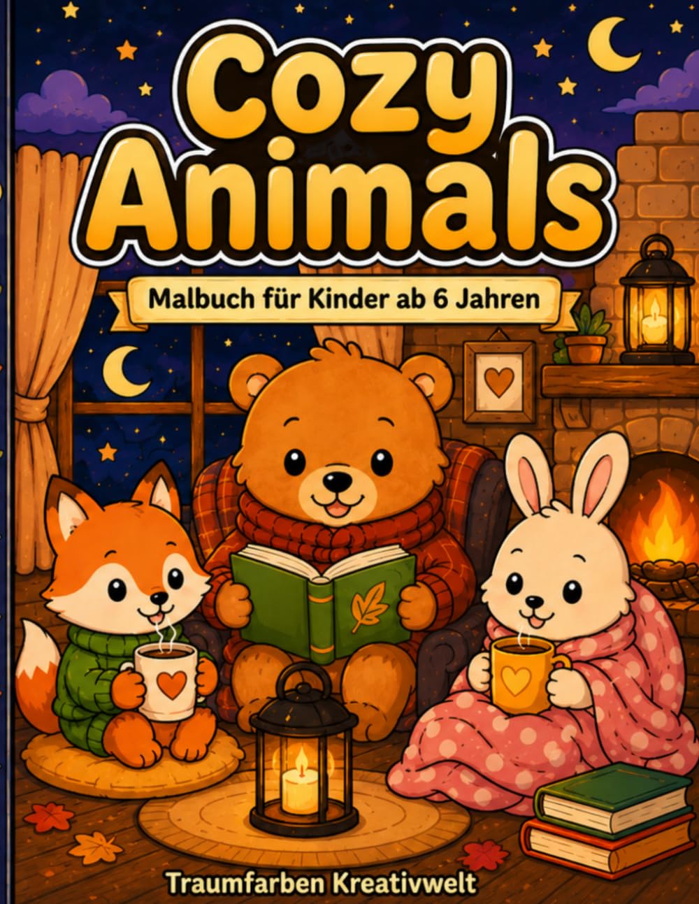 Cozy Animals - Malbuch für Kinder ab 6 Jahren: 50 gemütliche Ausmalbilder mit niedlichen Tieren und Wohlfühlszenen