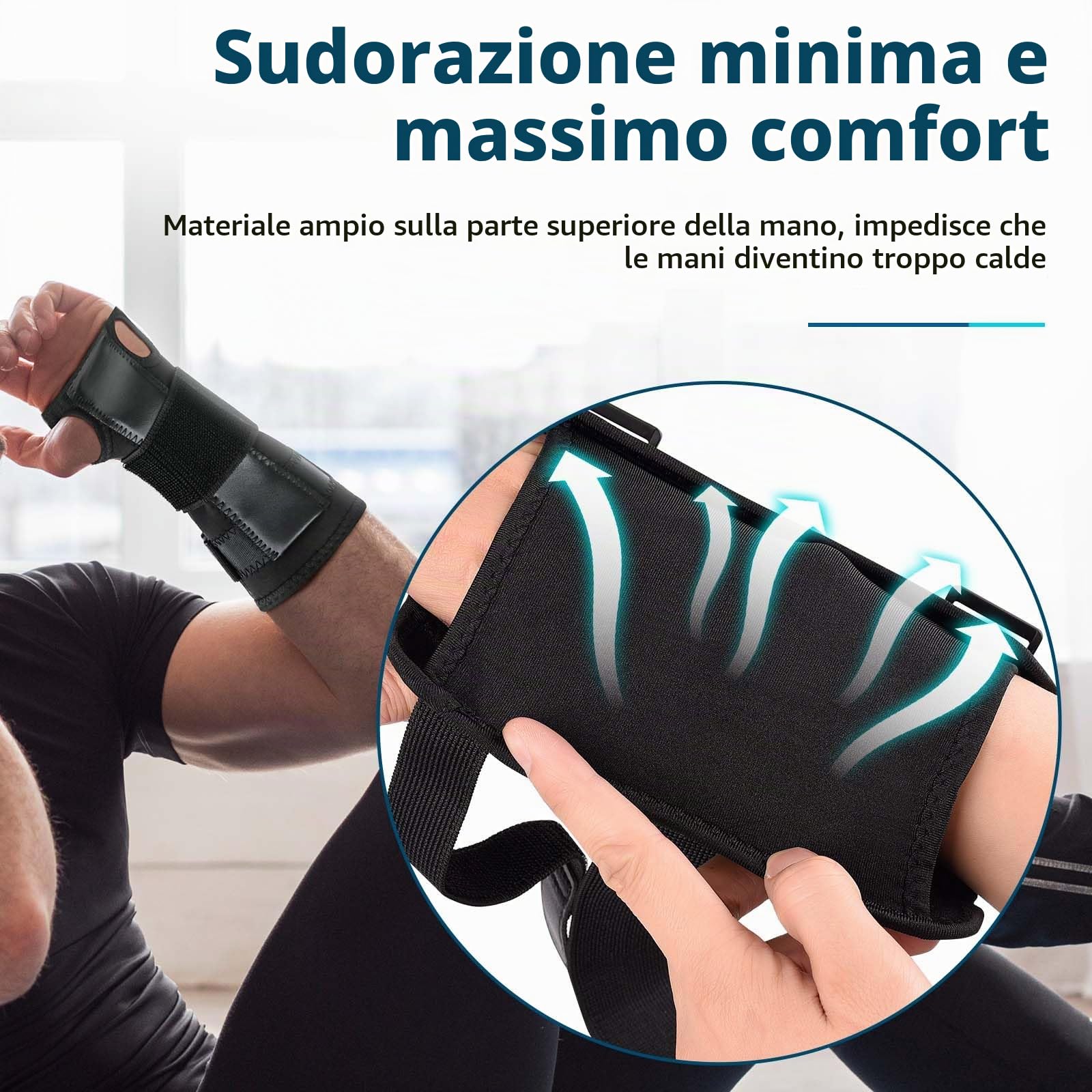 Tutore Per Polso Adatto Per Mano Destra/Sinistra, Steccobenda Polso Per Tunnel Carpale, Artrite, Tendinite, Distorsioni, Supporto Per Polso Traspirante Con Barra in Alluminio E Imbottitura