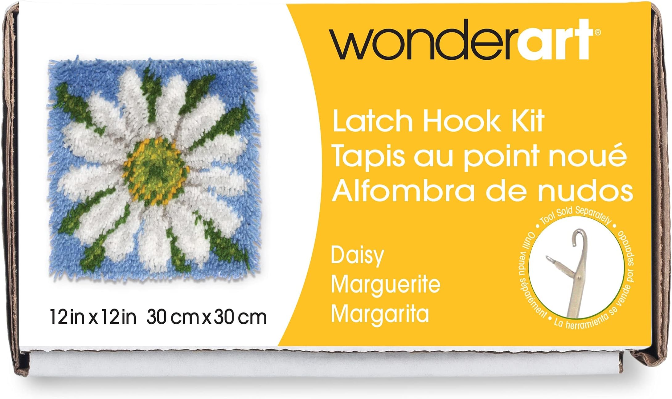 Wonderart Daisy Latch Hook Kit, 12" X 12"