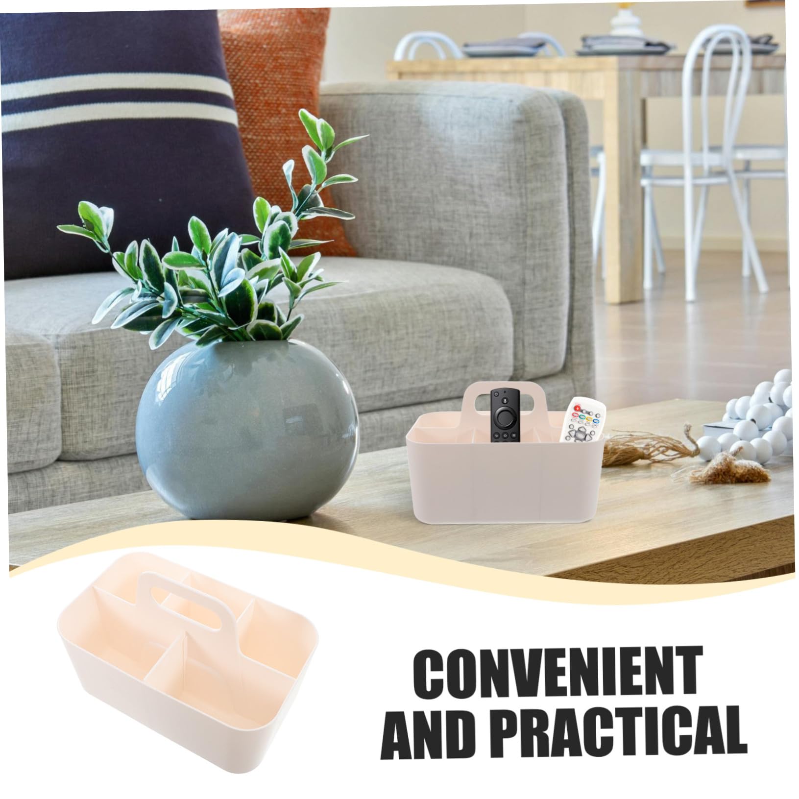 PLAFOPE Organizer Scrivania in Plastica con Manico Portatile Scatola Portaoggetti Segmentata per Cancelleria e Cosmetici Multifunzionale per Ufficio e Casa Scomparti