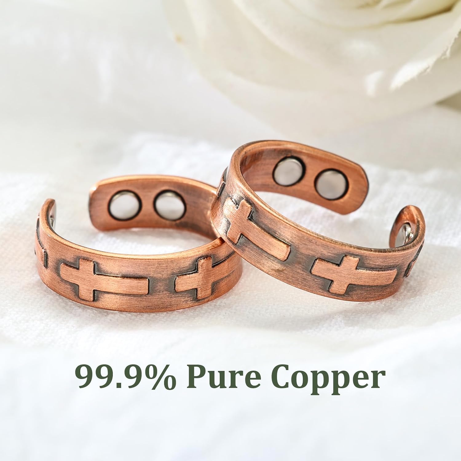 MagEnergy 2PCS Copper Rings for Men & Women-99.9% Pure Copper Magnetic