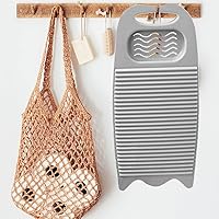 Vista 3 de Tabla de lavar, tabla de lavar para lavar ropa a mano, tabla de lavar de plástico para el hogar con soporte portátil (A-Gris)