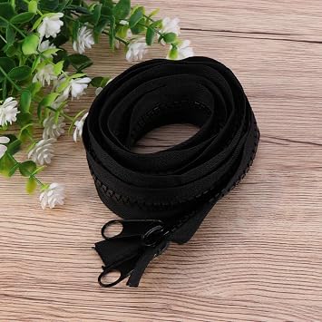 Ciieeo Heavy Duty Tent Zip for Sewing: #10 200cm Tent Zipper Replacement - Separating Zippers for Sewing - Black Zip with Double Pull Tab Sliders for Sleeping Bag, Boat, Canvas, Cover, Trampoline