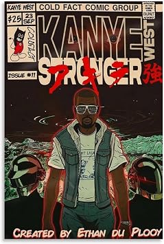 Piesa Kanye West Poster Hip-hop Rap Comic Music Poster for Bedroom Aesthetic Canvas Art Wall Decor 12x18inch30x45cm, Unframe-style-7