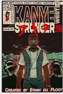 Piesa Kanye West Poster Hip-hop Rap Comic Music Poster for Bedroom Aesthetic Canvas Art Wall Decor 12x18inch(30x45cm), Unframe-style-7