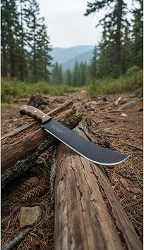Karbon Çelik Outdoor Kamp Palası 38cm Kök Ceviz Saplı YZ-34