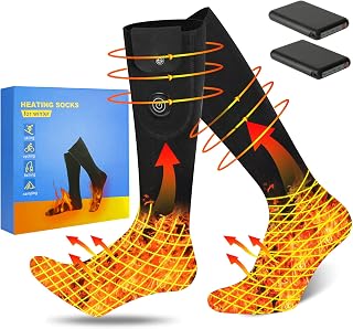 Heated Socks for Men Women, 3 Level Heating Rechargeable Electric Heated Socks, 4000mAh Whole Foot Sole Heating Winter Thermal Battery Heated Socks for Skiing Camping Running Cycling
