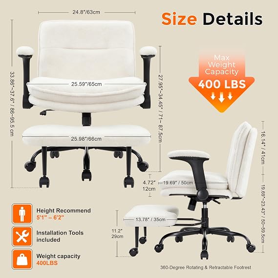 IWMH Cross Legged Office Chair with Flip-up Armrests for ADHD, Extra Wide