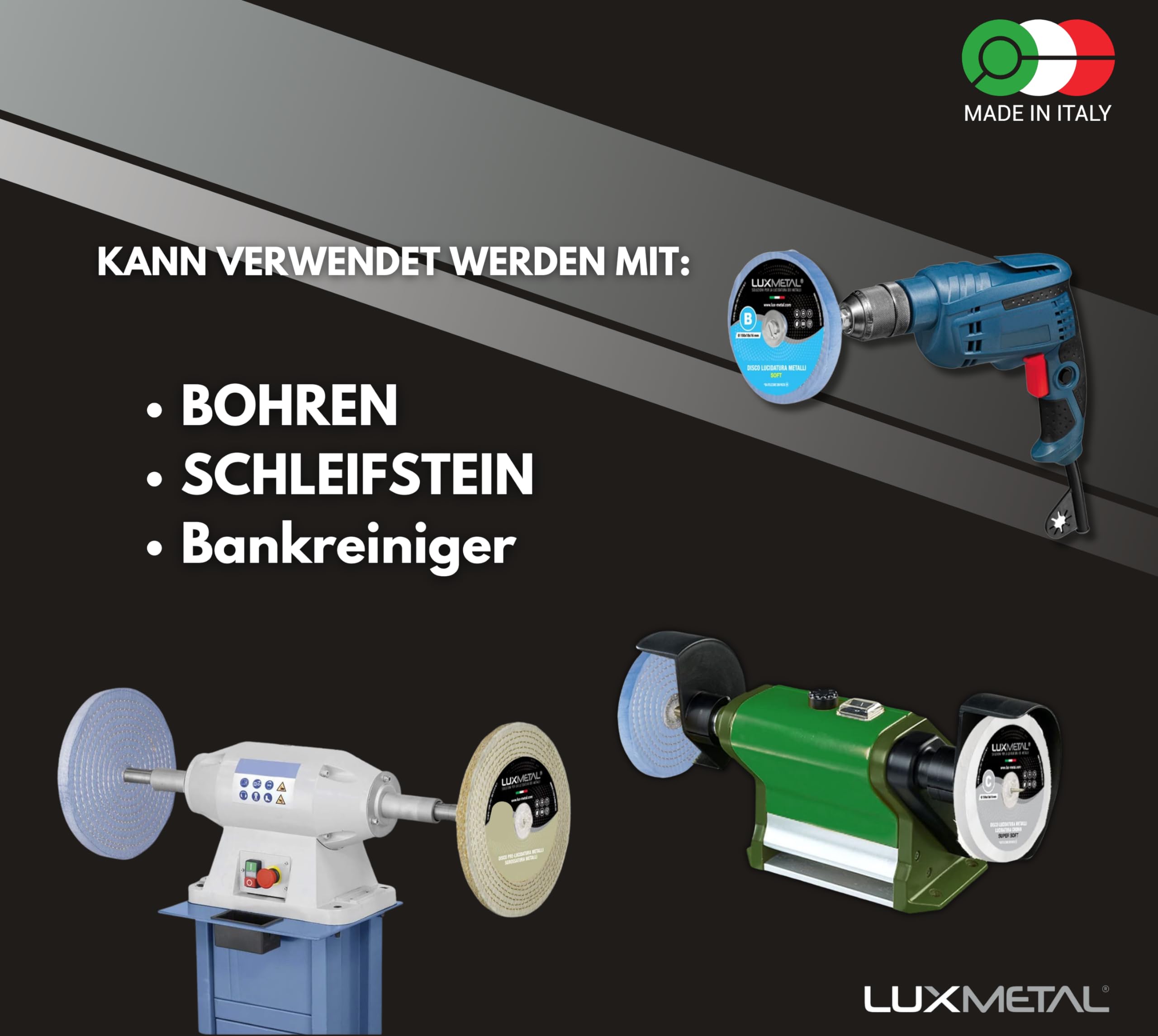 Lux Metal Polierscheibe 100 Mm – Baumwolle/Sisal Grob, Für Metall Wie Aluminium, Edelstahl, Chrom, 10 Mm Bohrung