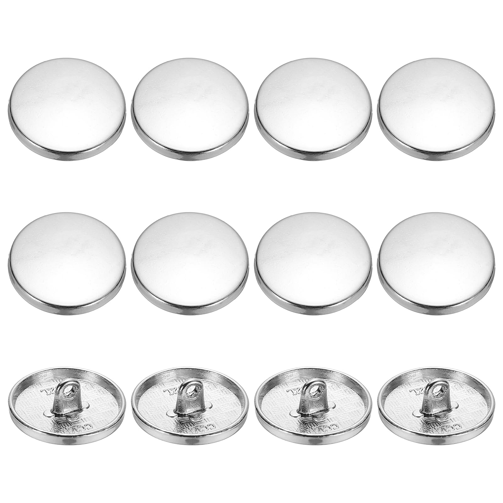 YELARXI Metal Round Flat Buttons, Alloy Shank Round Shaped Sewing Buttons - Fitting for (Men - Women - Coat - Shirt - Suit - Trousers - Sewing Crafts) 20 mm & 12 Pack & Silver Tone