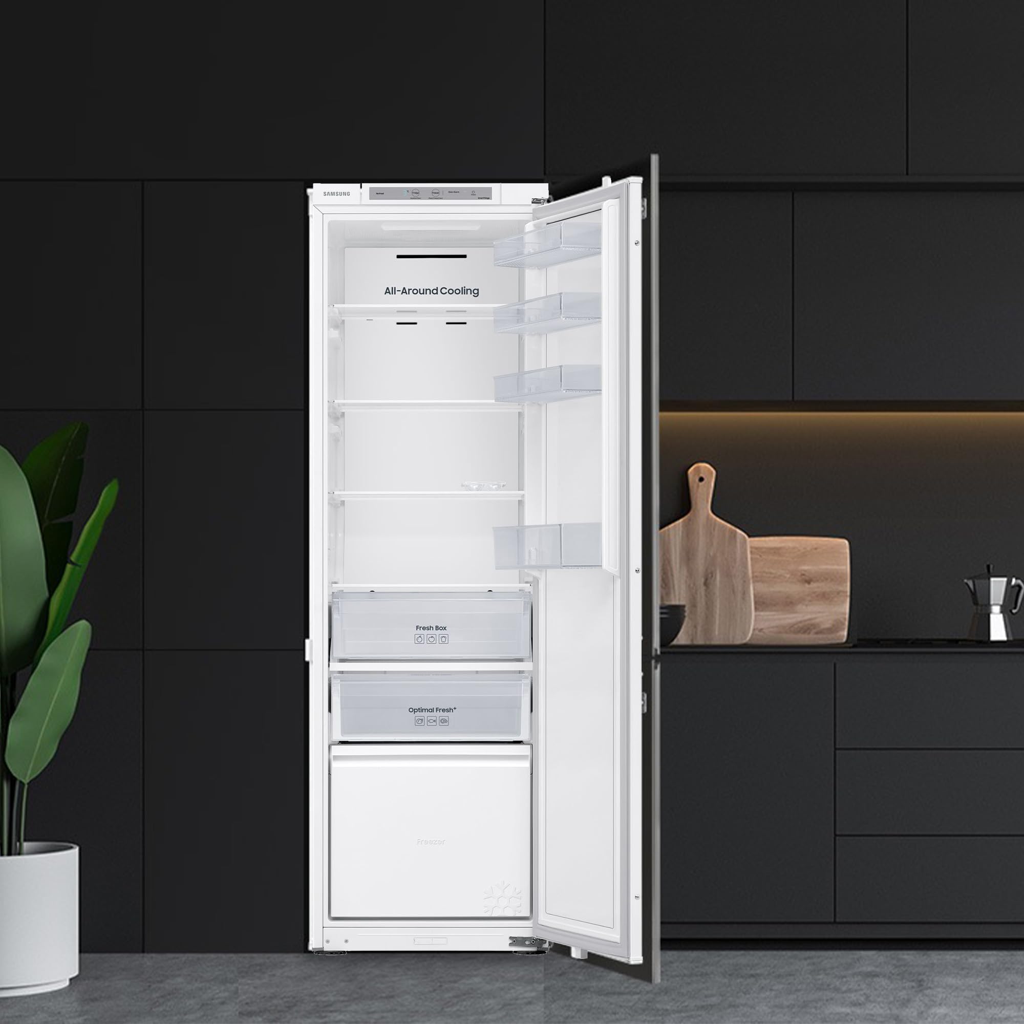 Samsung BRD27600EWW/EF Einbaukühlschrank mit Gefrierfach, 177 cm, No Frost+ Kühl-Gefrier-Kombination, Mit AI Energy Mode & SpaceMax für mehr Platz, Leise und energieeffizient, Mit Schlepptürtechnik