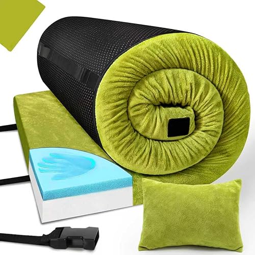 Miniatura 15 de Sleeping Pad,3-inch Thick Memory Foam Camping Mattress,Portable Roll-Up Mat for Car/Tent/Floor/Cot/Travel,Comfortable Pad for Guests Sleepover Pasto