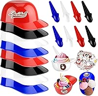 Vista 14 de MEEZY Juego de 50 cuencos de helado para casco de béisbol con 25 mini tazas de postre y 25 cucharas, gorra de béisbol reutilizable de 8 onzas