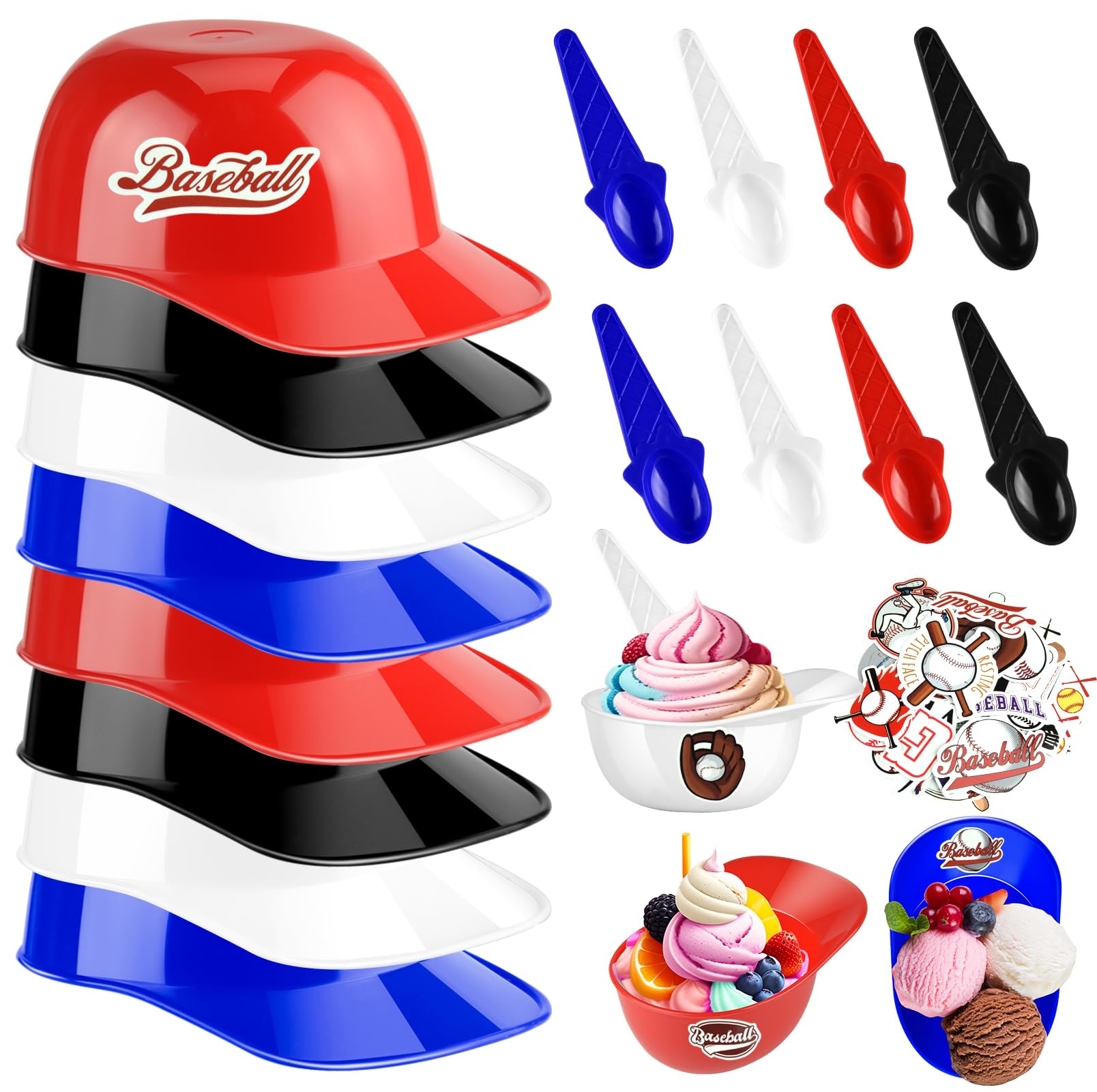 MEEZY 25Pcs Baseball Helmet Ice Cream Bowls With 25Pcs Spoons 8oz - View #13