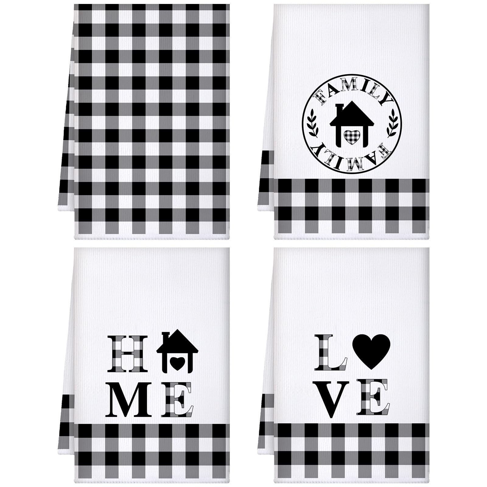 Honoson Christmas Kitchen Towels Ultra Absorbent Dish Quick to Drying Hand Polyester Cleaning Tea Towels for Home Washing Drying Dishes Kitchen Supplies(Black,Home)