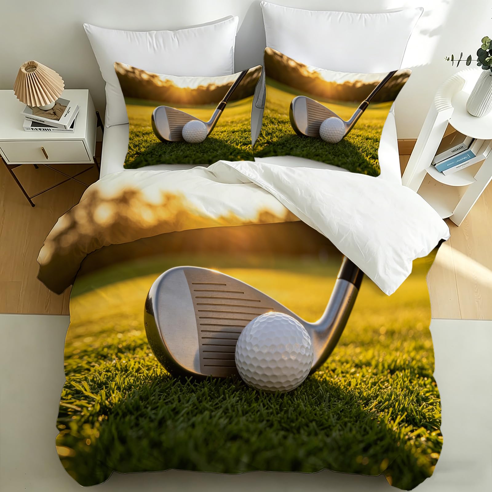 Housse de couette 160x200 golf en microfibre pour une chambre style nature