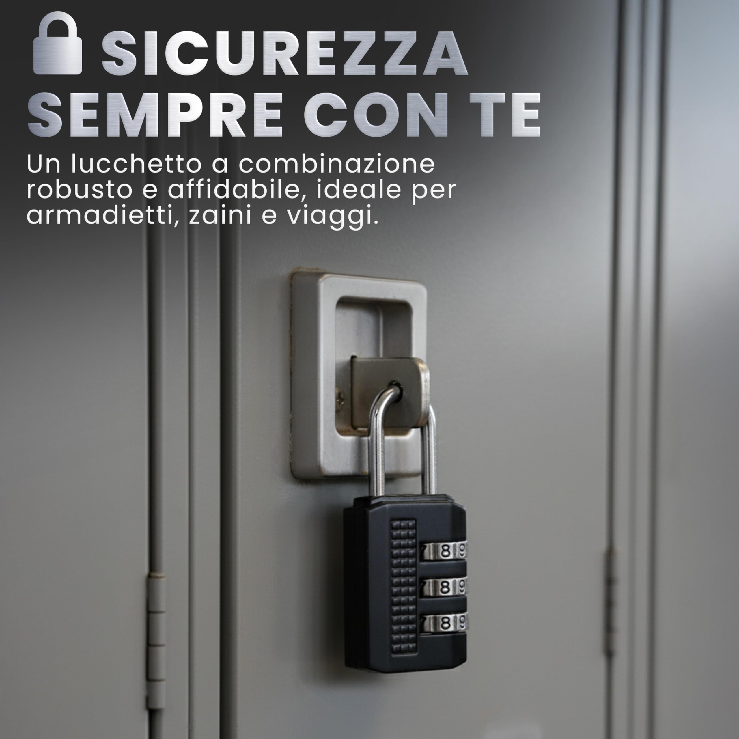 Set 2 Lucchetti a Combinazione 3 Cifre – Mini Lucchetti di Sicurezza in Metallo per Armadietti, Valigie, Zaini, Palestra e Viaggi – 1000 Combinazioni Possibili