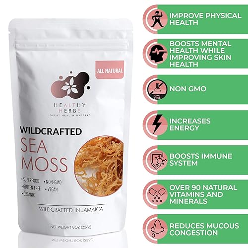 Miniatura 2 de Sea Moss  Costura seca de superalimento crudo de 8 onzas, todo natural natural natural de océano, mar sin procesar, rico en minerales, oro irlandés