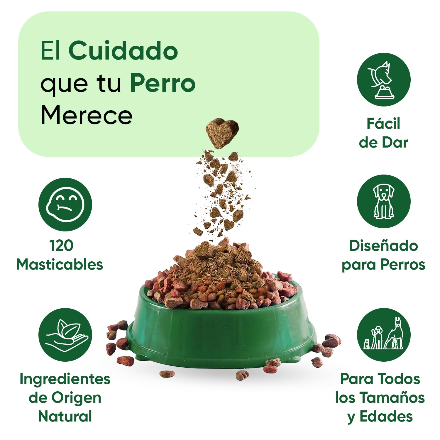 Calmante para Perros 120 Comprimidos Masticables - Relajante para Nervios por Fuegos Artificiales, Petardos, Tormenta o Viajes - Tranquilizante Natural para Perros de Todos los Tamaños y Edades
