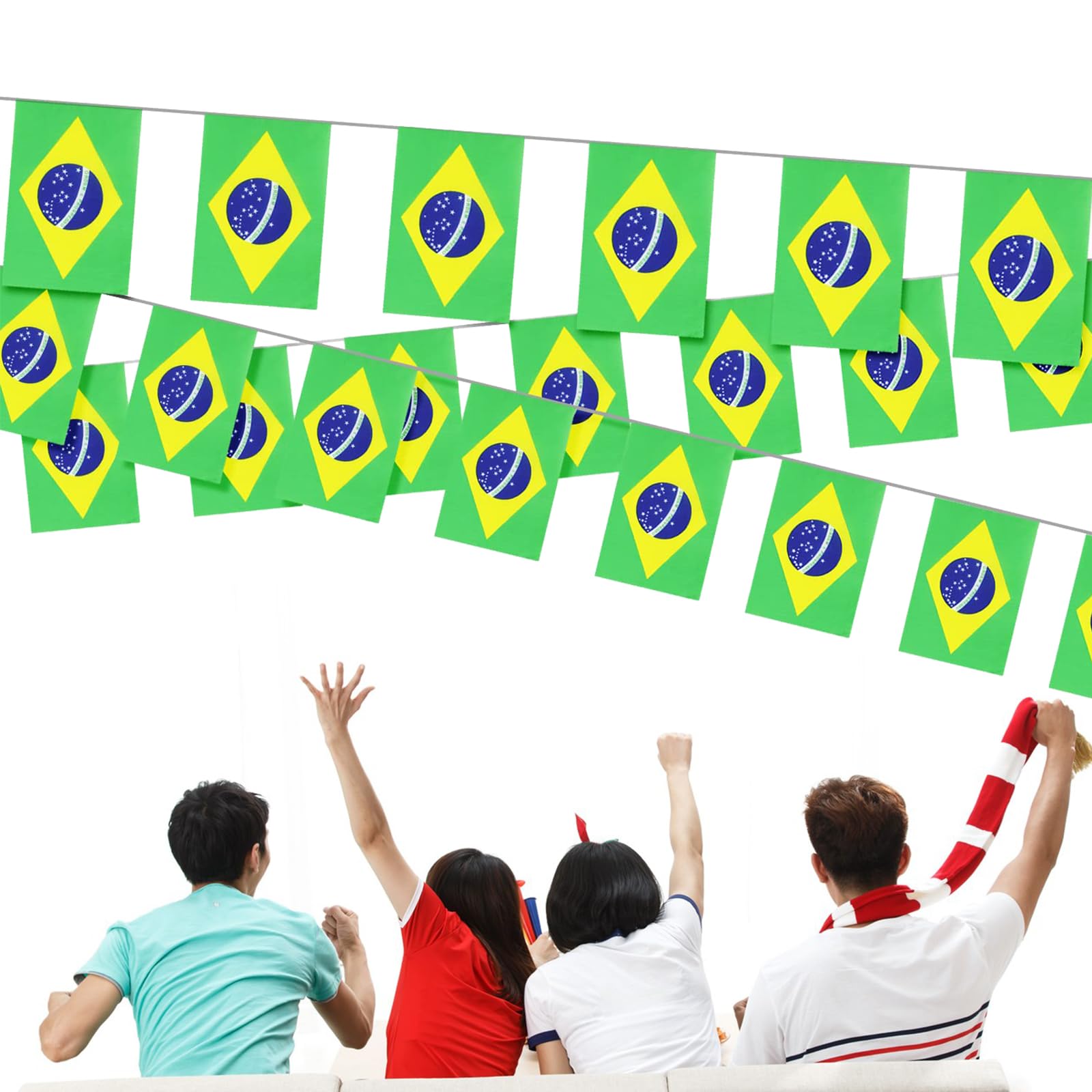 Guirlande Brésil 6 Mètres - 20 Drapeaux AZ FLAG 21x15 Cm - Décoration Fête Foot