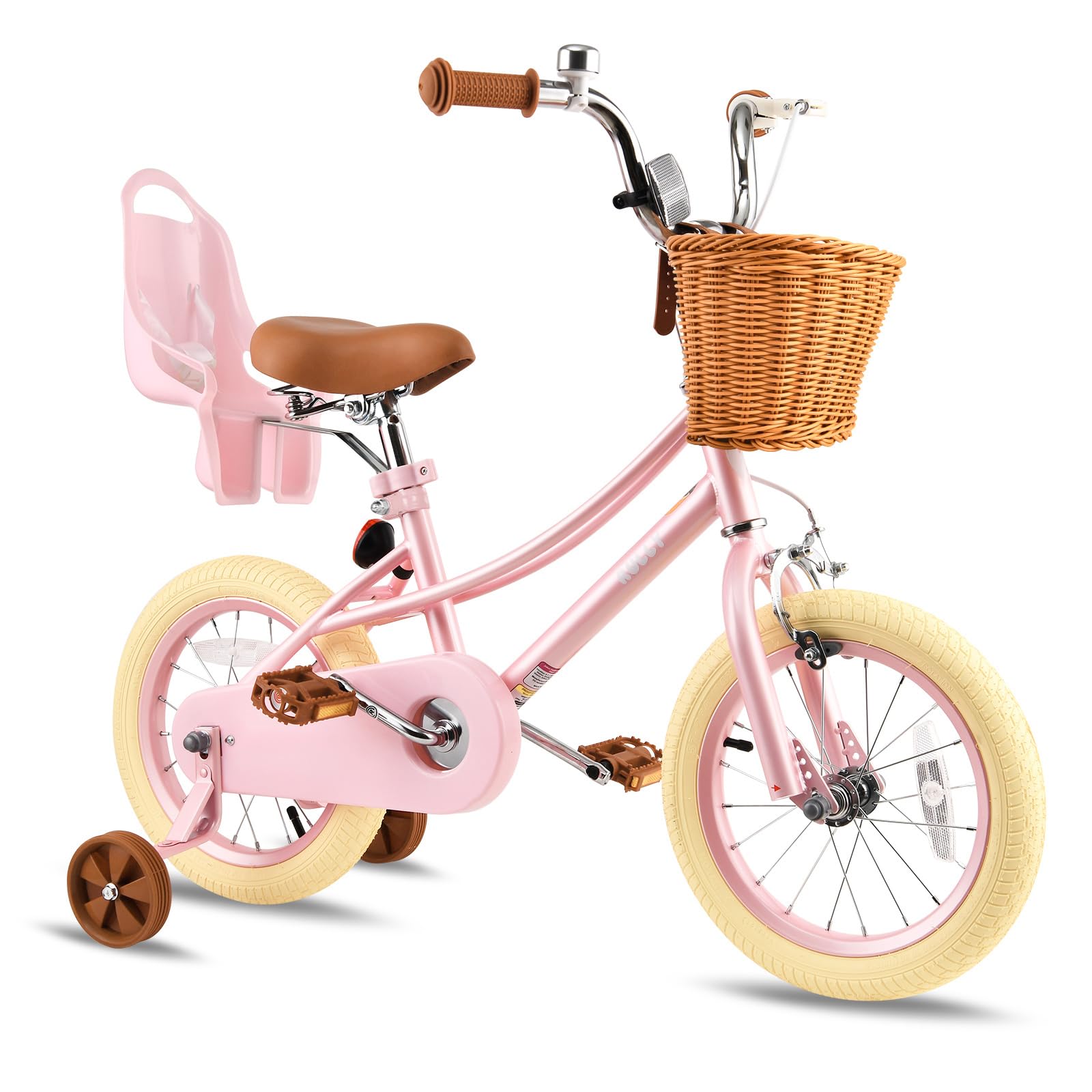 RULLY Donna Vélo Enfant 12 14 16 Pouces Fille 2-7 Ans – Vélo Princesse avec Siège Poupée, Petites Roues, Panier et Rubans – Multicolore