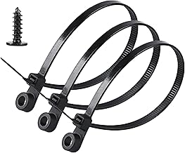 Fixed Hole Zip Tie, 100 Pcs 5.9 Inch Black Zip Tie With Screw Holes and 100 Pcs Black M4 x 12 Screws for Daily Fastening (black)