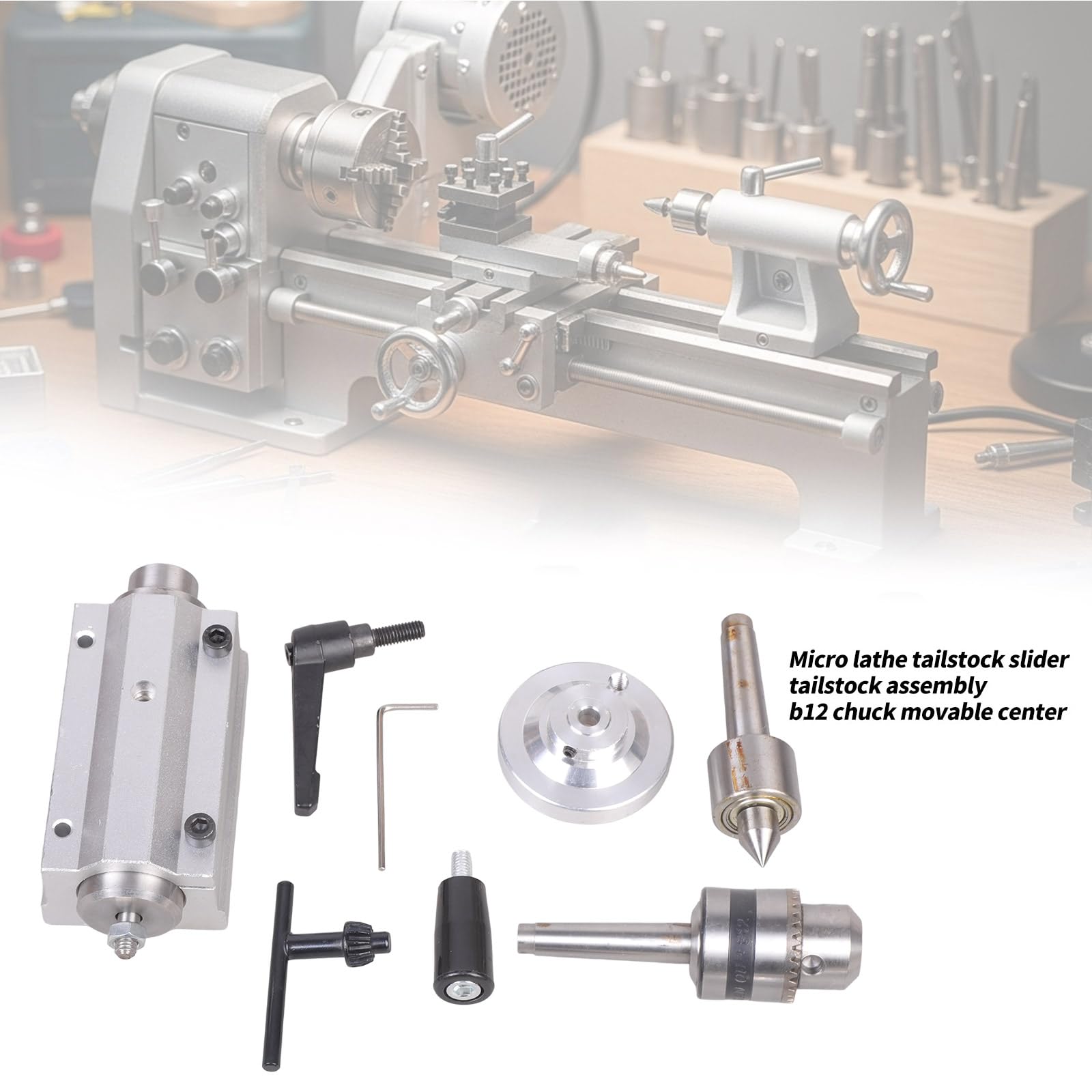El conjunto de contrapunto central de agarre B12 modificable mejora la precisión de mecanizado para tornos pequeños Whirler Tailstock Live Center