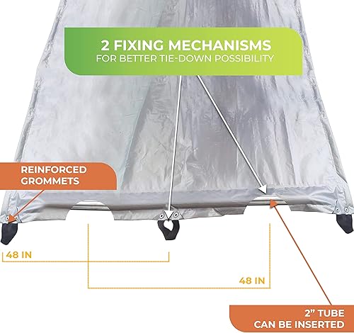 Miniatura 5 de Bio Green RX-150-28x48-SG Rainexo Heavy Duty Silver - Heno laminado cruzado de triple capa premium resistente y duradero polietileno de 150 GSM -