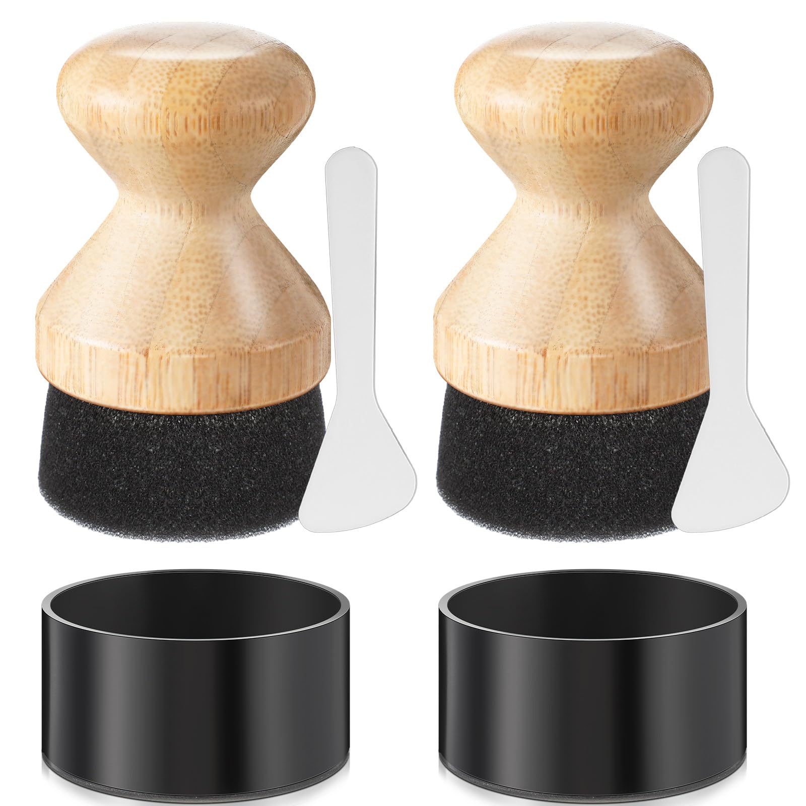 Pickmesh 2 aplicadores de cera de aceite para tabla de cortar con tapa, aplicadores de aceite de bambú para tabla de cortar madera, bloque de carnicero, aplicador de acondicionador para espátula de