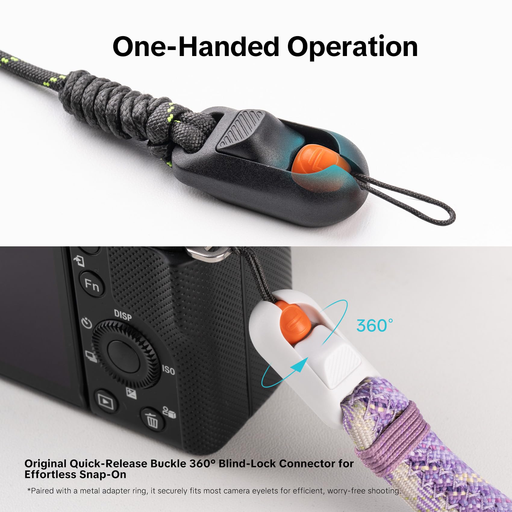 PGYTECH Cinturino da polso sottile per fotocamera, regolabile, a sgancio rapido, compatibile con fotocamere istantanee compatte mirrorless, cinghia da polso per fotocamera per smartphone Sony/Canon