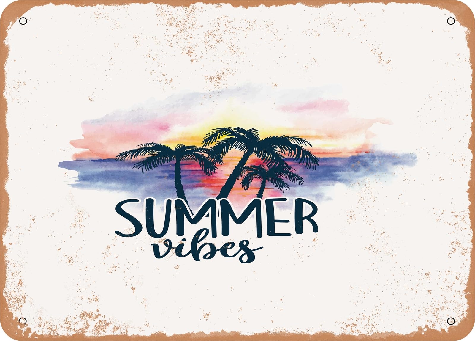 Miaomansenstore Metal Sign - Summer Vibes - 3 - Vintage Look Sign Home Decor