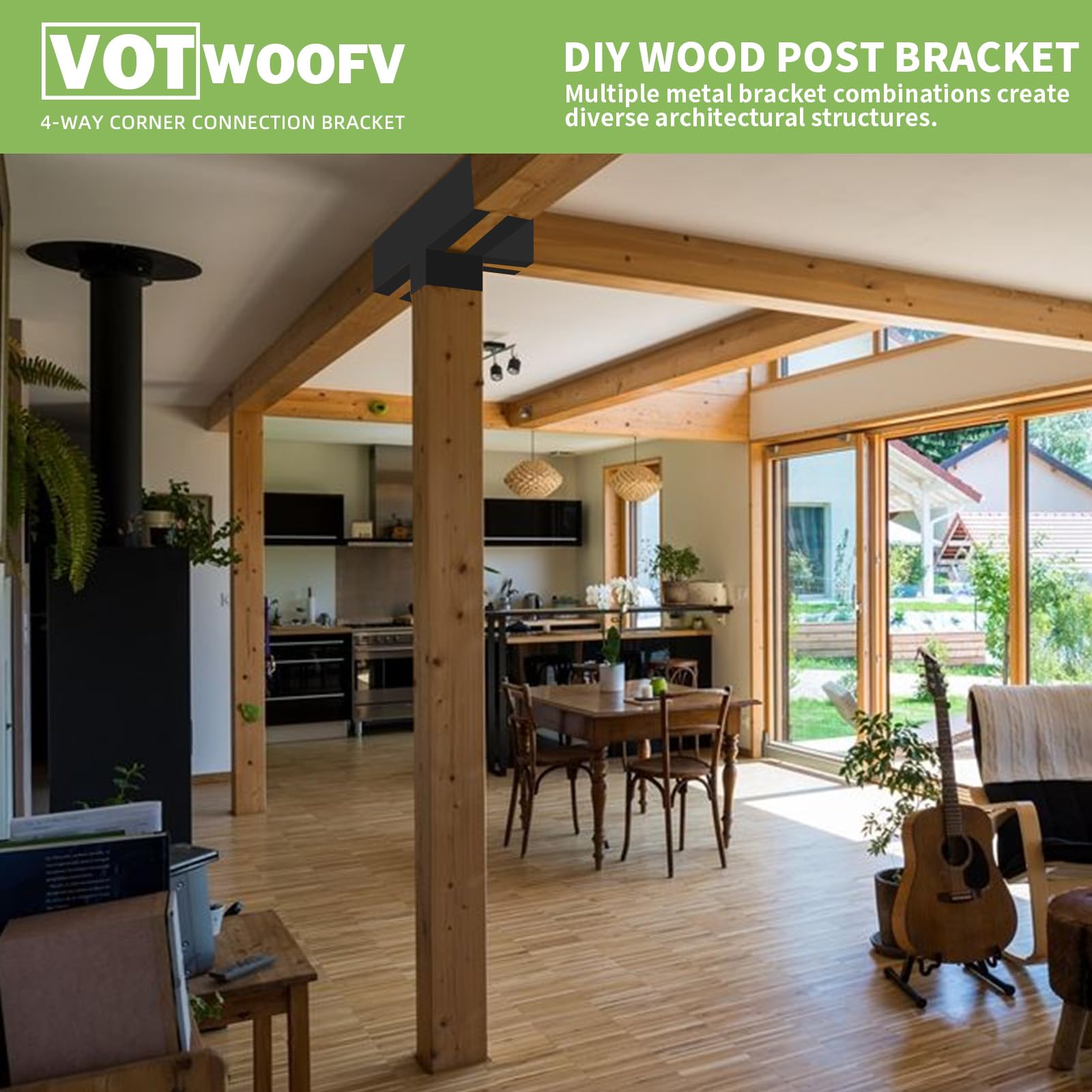 2 staffe angolari a 4 vie, kit fai da te per pergola per lavori in legno per 10,2 x 15,2 cm (effettivo: 14 x 14 cm), staffe per gazebo resistenti per padiglione, poch, capanna di tronchi