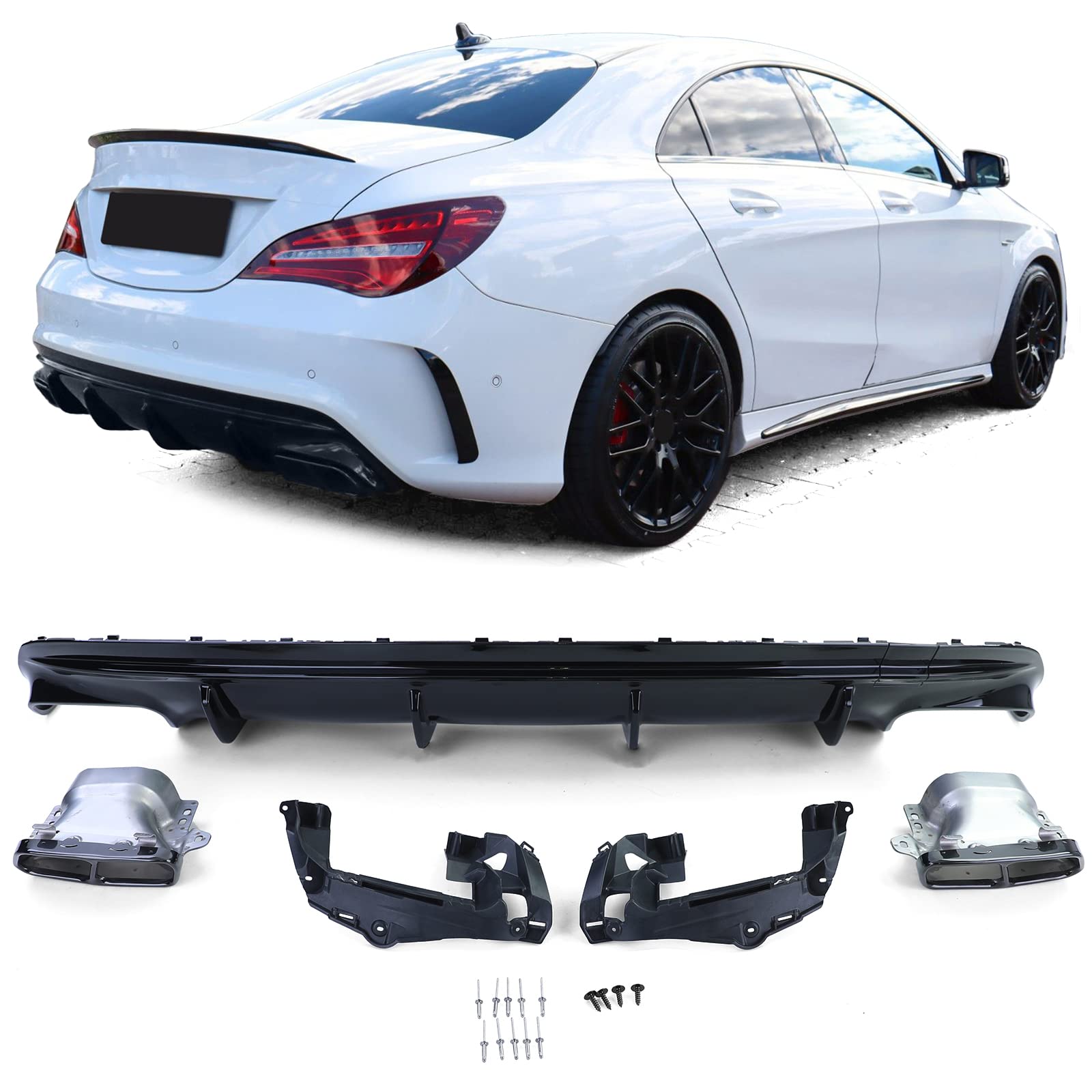 Sport Heck Diffusor mit schwarzen Endrohren für Mercedes CLA C117 13-19