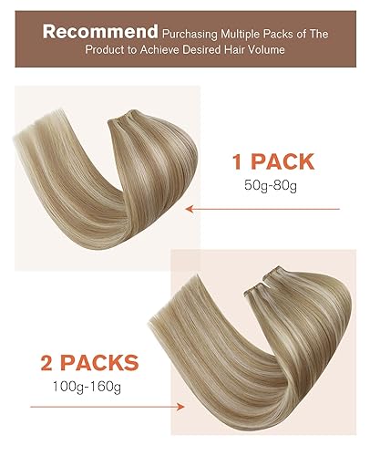 Miniatura 240 de Sunny Hair Extensiones de cabello humano de color marrón para coser, extensiones de cabello humano real, color marrón oscuro, ombré, marrón claro