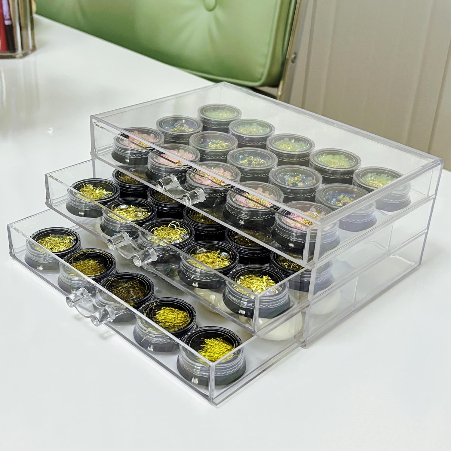 Nageldesign Organizer – Aufbewahrungsbox Für Künstliche Nägel, Nagelspitzen & Dekoration, Stapelbar