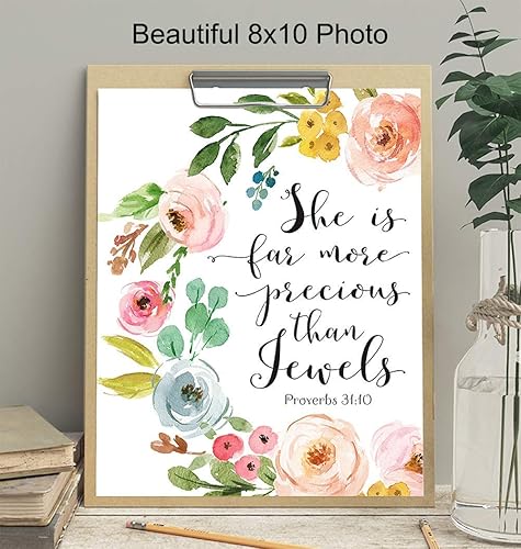 Miniatura 3 de Proverbios 31 - Arte de pared con versículo bíblico para niñas, mujeres, adolescentes, decoración de habitación de las Escrituras religiosas para